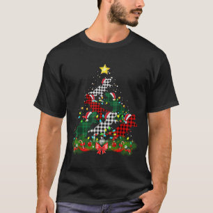 Camiseta Dinossaur Santa Hat Árvore de Natal Buffalo Xadrez