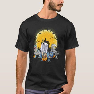 Camiseta Dinossaur Skeleton Pumpkin Spooky Vibes Haloween P