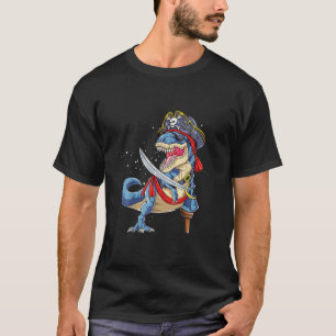 Camiseta Dinossaur T Rex Pirate Jolly Roger Halloween