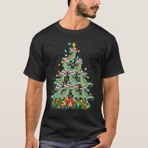 Camiseta Dinossaur Xmas Lights Papais noeis Dinossauro Nata