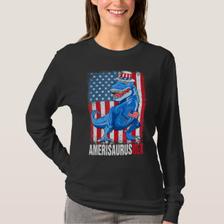 Camiseta Dinossauro 4º De Julho Meninos Homens Amerisauro R