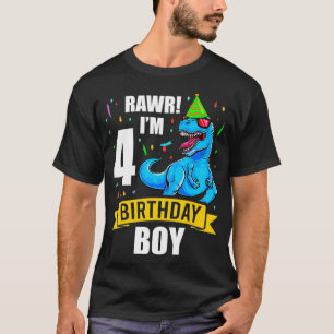 Camiseta Dinossauro 4 Criança de 4 Anos Criança de 4 Anos