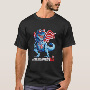Camiseta Dinossauro 4 De Julho Meninos Rex American Flag Pa