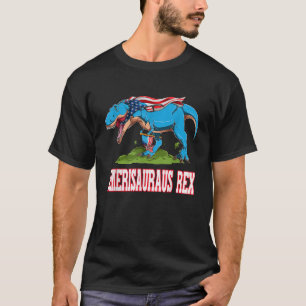 Camiseta Dinossauro 4 de julho TRex Amerisaurus American Fl
