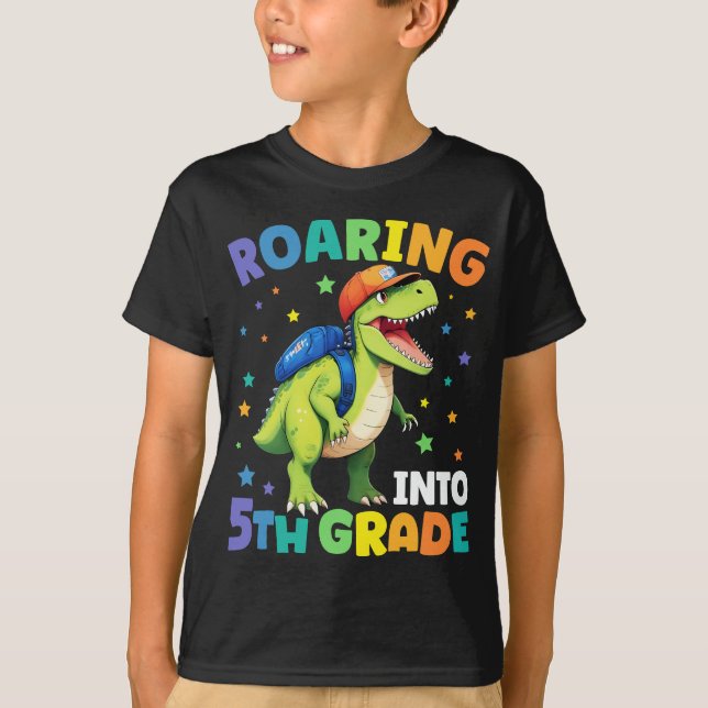 Camiseta Dinossauro 5 De Raiva De Volta À Escola (Frente)