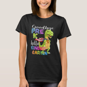 Camiseta Dinossauro Adeus Graduação Pré-Escolar Olá Kinder