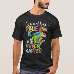 Camiseta Dinossauro Adeus Pré K Olá Jardim de Infância no D