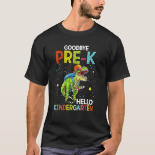 Camiseta Dinossauro Adeus Pré K Olá Jardim de Infância no D