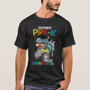 Camiseta Dinossauro Adeus Pré K Olá Jardim de Infância no D