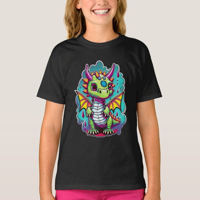 Camiseta Dinossauro Adorável para Bebê 2 | Alegria Jurássic (Frente)