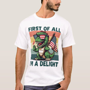 Camiseta Dinossauro Adulto Retroativo Primeiro De Tudo Eu S
