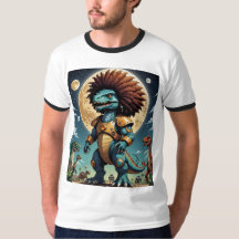 Dinossauro Afro no Espaço Armor Engraçado T-Shirt