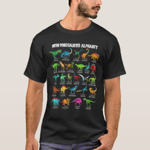 Camiseta Dinossauro Alfabeto Abc T Rex Dino De Volta À Esco