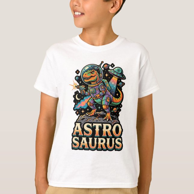 Camiseta Dinossauro Alien Astro Saurus: Espaço Astronauta R (Frente)