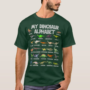 Camiseta Dinossauro Alphabet Cute Dino ABC Para Crianças Gi