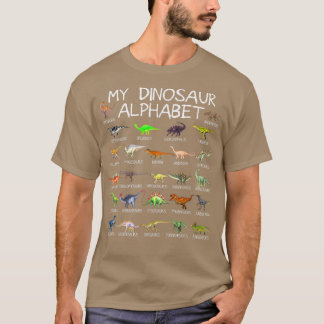 Camiseta Dinossauro Alphabet Dino ABC Para Crianças Homens 