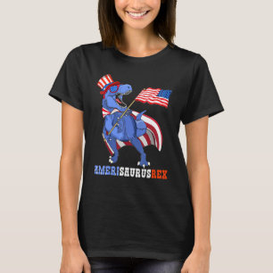 Camiseta Dinossauro Americano 4 de julho Patriótico T Rex U