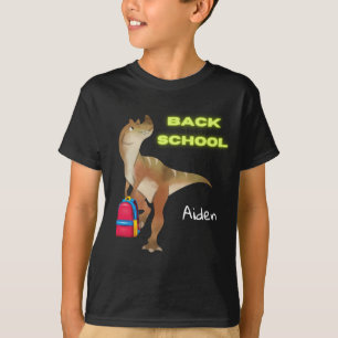Camiseta Dinossauro amigável com mochila "Voltar à escola"