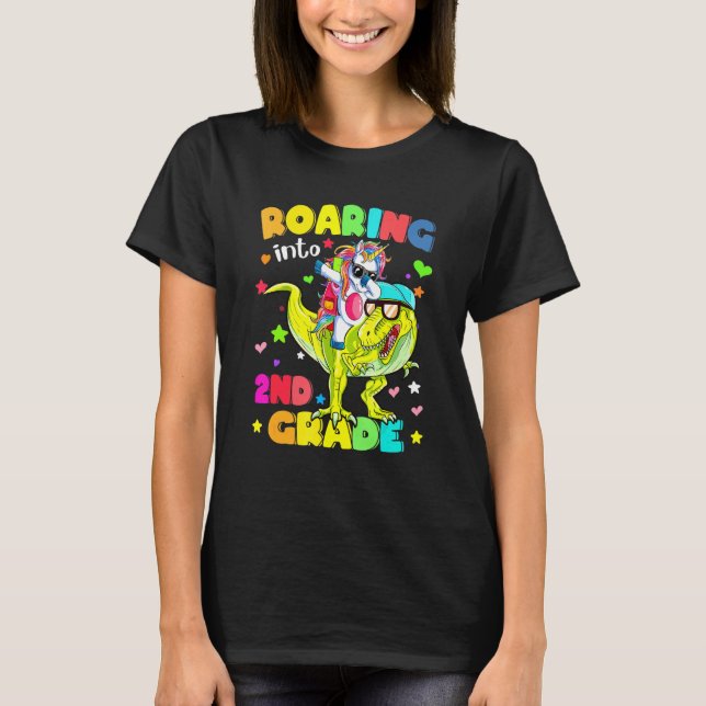 Camiseta Dinossauro Ancorado de segundo Grau Unicórnio Anda (Frente)