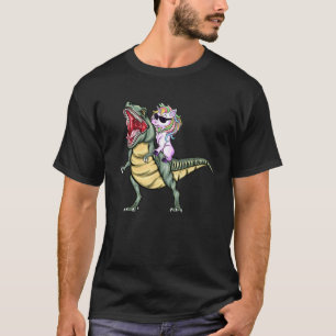 Camiseta Dinossauro Andando Unicórnio T Rex Halloween Menin