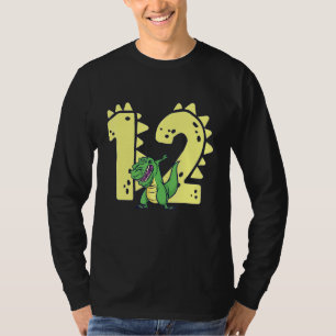 Camiseta Dinossauro Aniversário de 12 Anos Menino Rex 12 Bd