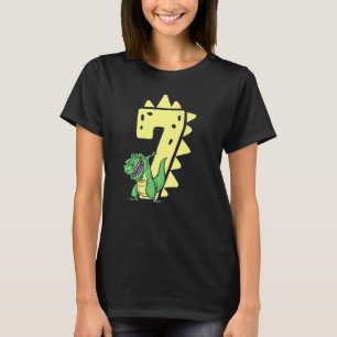 Camiseta Dinossauro Aniversário De 7 Anos Menino Rex 7 Bday
