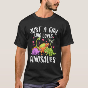 Camiseta Dinossauro Apenas Uma Menina Que Ama Dinossauros