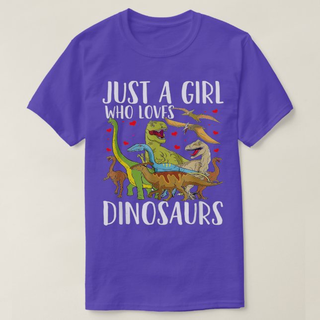Camiseta Dinossauro Apenas Uma Menina Que Ama Dinossauros B (Frente do Design)