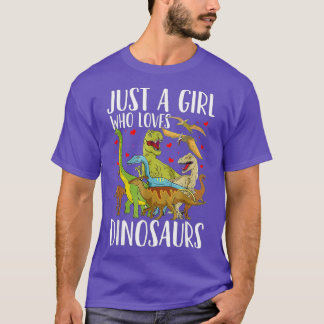 Camiseta Dinossauro Apenas Uma Menina Que Ama Dinossauros B