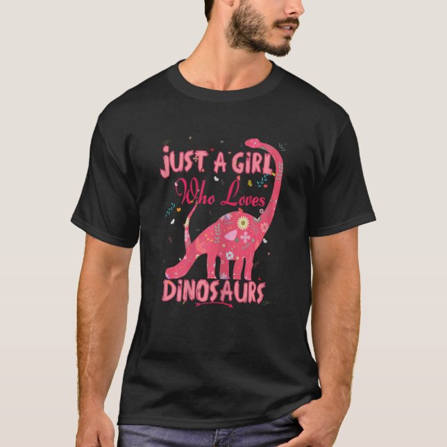 Camiseta Dinossauro Apenas Uma Menina Que Ama O Cu floral D (Frente)