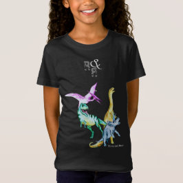 Camiseta Dinossauro Aquarela Crianças Brincam e Rugem