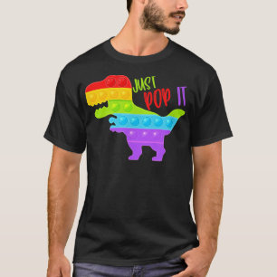 Camiseta Dinossauro Arco-Íris Apenas Pop Pop Tiro De Pé Eng