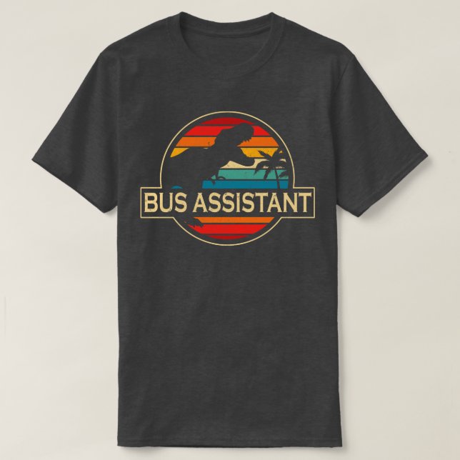 Camiseta Dinossauro Assistente de Barramento (Frente do Design)