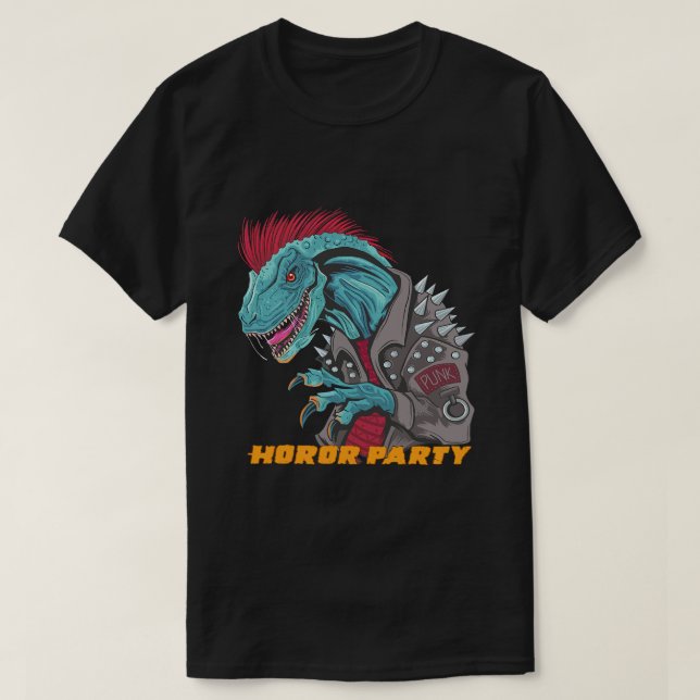 Camiseta Dinossauro Assustador T rex Maior face do Partido  (Frente do Design)
