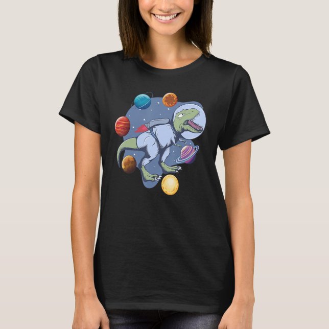 Camiseta Dinossauro Astronauta No Dinossauro Da Galáxia Via (Frente)