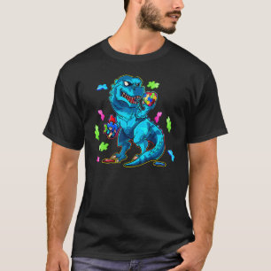 Camiseta Dinossauro Autismo Engraçado Crianças Dinossauro T