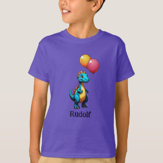 Camiseta Dinossauro azul com balões