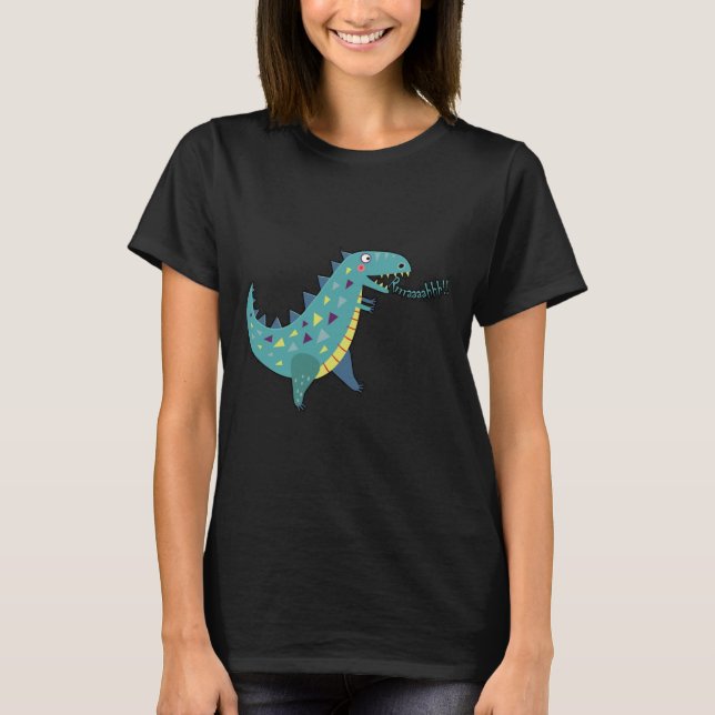 Camiseta Dinossauro Azul T Rex Ba (Frente)