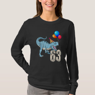 Camiseta Dinossauro Balão Rex 63ª Rapariga de Aniversário