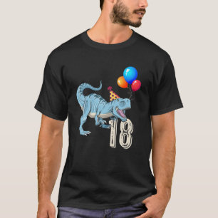 Camiseta Dinossauro Balão T Rex 18ª Garota De Aniversári