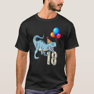 Camiseta Dinossauro Balão T Rex 18º Criança de Aniversário