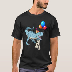 Camiseta Dinossauro Balão T Rex 4ª Garota de Aniversário