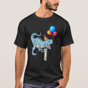 Camiseta Dinossauro Balão T Rex Garota primeiro aniversario