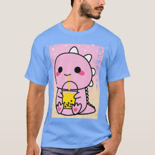 Camiseta Dinossauro Boba Bubble Tea Cute Kawaii Crianças Pr