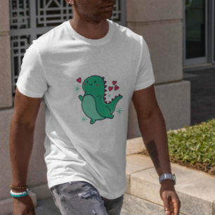 Camiseta Dinossauro Bonito Com Corações