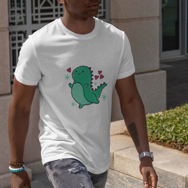 Camiseta Dinossauro Bonito Com Corações (Criador carregado)