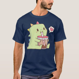 Camiseta Dinossauro bonito com Rainbow Spikes ama Chá de Bo