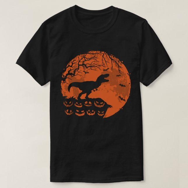 Camiseta Dinossauro Bonito E Costume De Dia de as Bruxas en (Frente do Design)