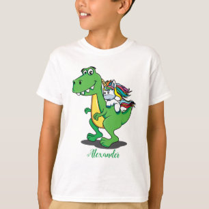 Camiseta Dinossauro bonito e unicórnio