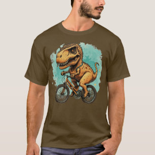 Camiseta Dinossauro bonito em um dino de bicicleta para rex